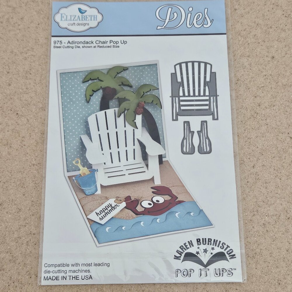 ELIZABETH CRAFT DESIGNS METAL DIES ADIRONDACK BEACH 975 KAREN BURNISTON POP UPS